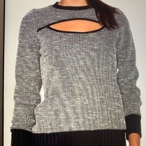 👁‍🗨Koral women’s tweed/solid black combo cut out knit sweater